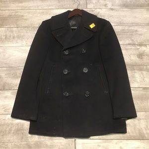 Vintage 1970's Vietnam NAM Era Navy Peacoat Overcoat Trench Jacket Men's Size 36